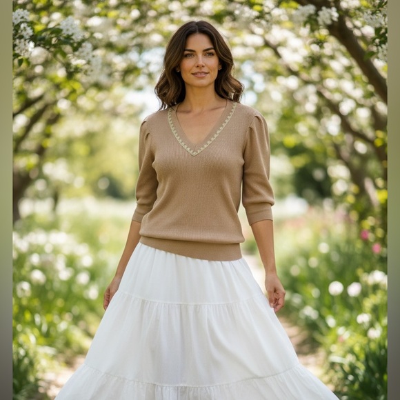 Hem & Thread Sweaters - Hem & Thread Tan V-Neck Sweater